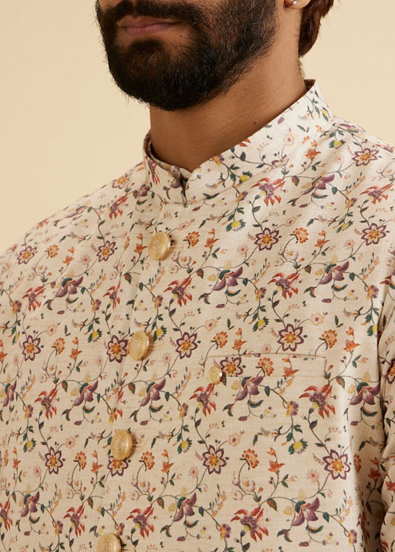 Manyavar Men Charismatic Beige Nehru Jacket