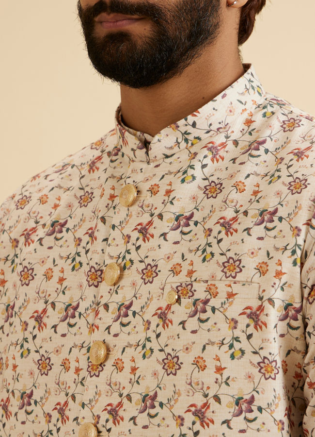 Manyavar Men Charismatic Beige Nehru Jacket