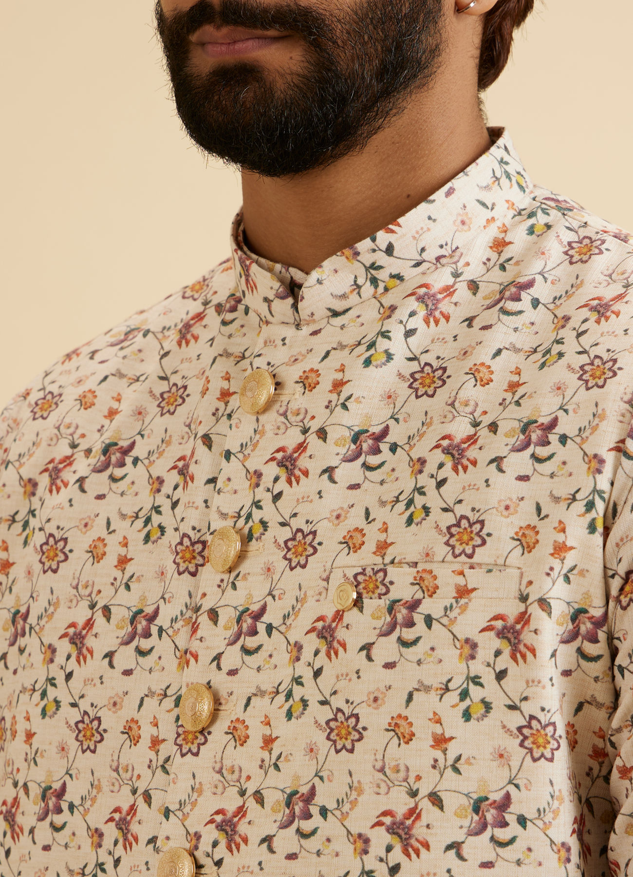Manyavar Men Charismatic Beige Nehru Jacket