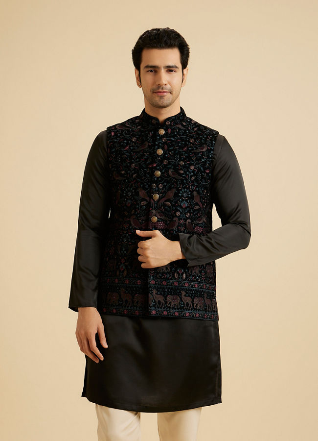 Manyavar Men Emerald Elegance Nehru Jacket