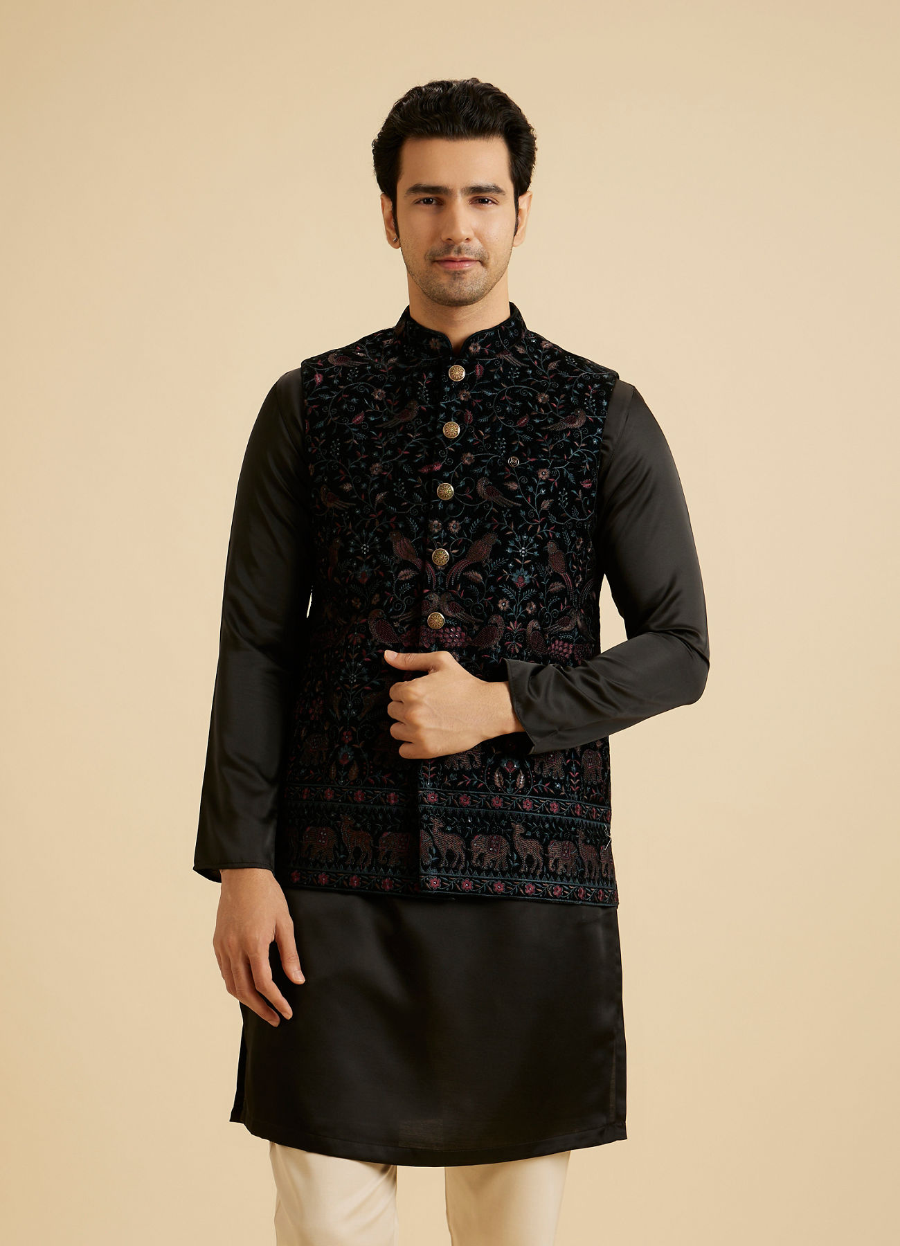 Manyavar Men Emerald Elegance Nehru Jacket