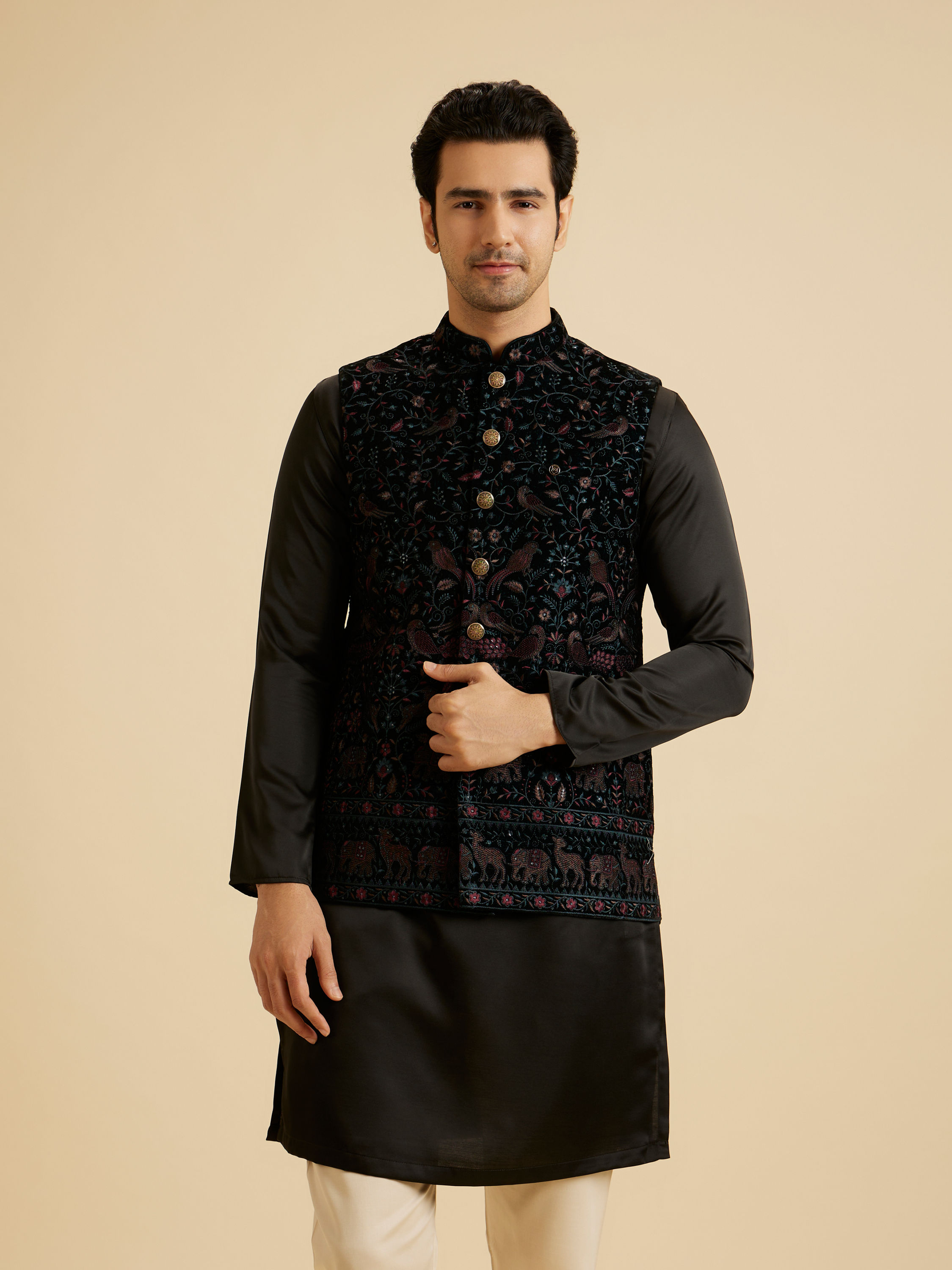 Manyavar Men Emerald Elegance Nehru Jacket