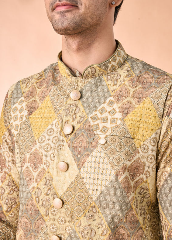 Manyavar Men Light Mid Green Nehru Jacket
