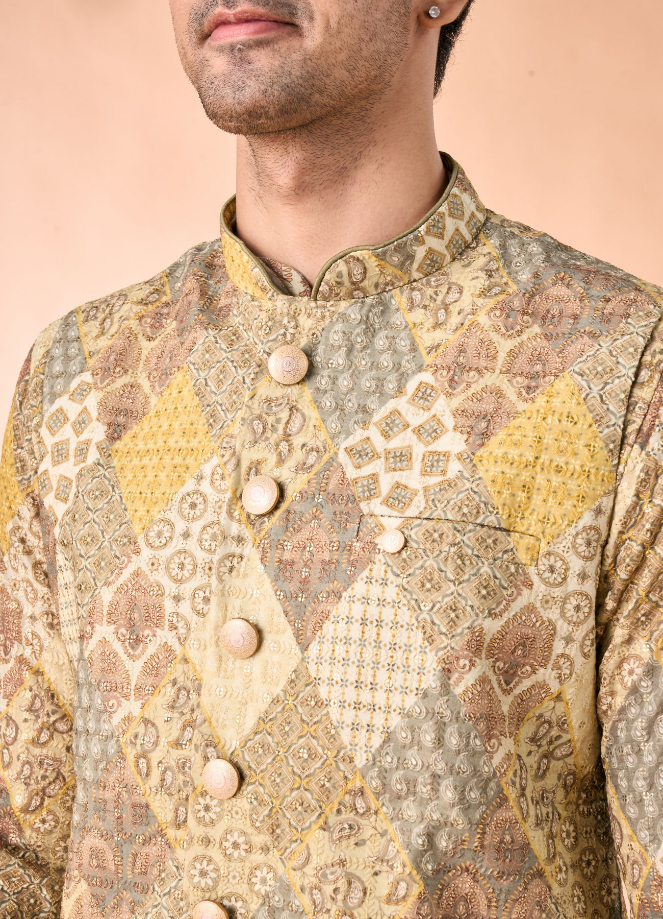 Manyavar Men Light Mid Green Nehru Jacket