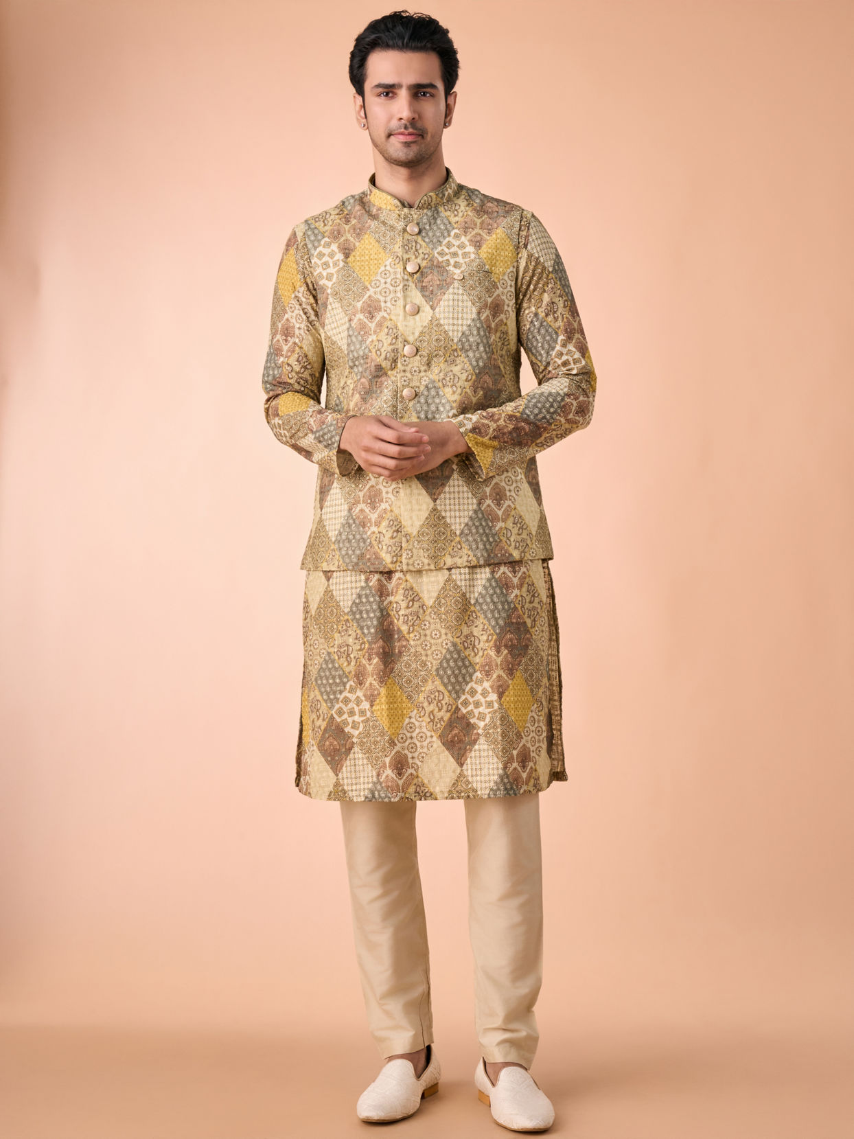 Manyavar Men Light Mid Green Nehru Jacket