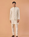Manyavar Men Majestic Cream Nehru Jacket