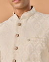Manyavar Men Majestic Cream Nehru Jacket
