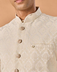 Manyavar Men Majestic Cream Nehru Jacket