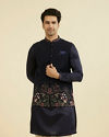 Manyavar Men Elegant Dark Blue Nehru Jacket