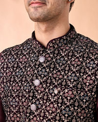 Manyavar Men Purple Velvet Elegance Nehru Jacket