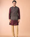 Manyavar Men Purple Velvet Elegance Nehru Jacket