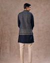 Manyavar Men Elegant Teal Blue Velvet Nehru Jacket