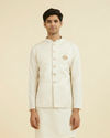 Cream Brocade Nehru Jacket