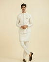 Manyavar Men Cream Brocade Nehru Jacket