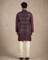 Manyavar Men Purple Velvet Nehru Jacket with Embroidery