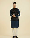 Manyavar Men Teal Velvet Nehru Jacket
