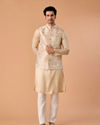 Manyavar Men Dazzling Gold Brocade Nehru Jacket
