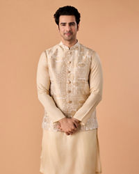 Manyavar Men Dazzling Gold Brocade Nehru Jacket
