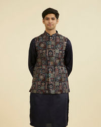 Manyavar Men Elegant Blue Nehru Jacket