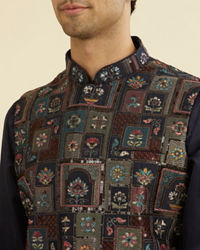 Manyavar Men Elegant Blue Nehru Jacket