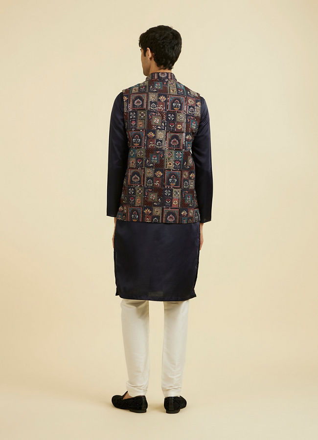 Manyavar Men Elegant Blue Nehru Jacket