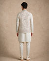 Manyavar Men Cream Art Silk Nehru Jacket with Embroidery