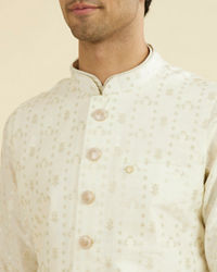 Manyavar Men Cream Brocade Nehru Jacket