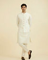 Manyavar Men Cream Brocade Nehru Jacket