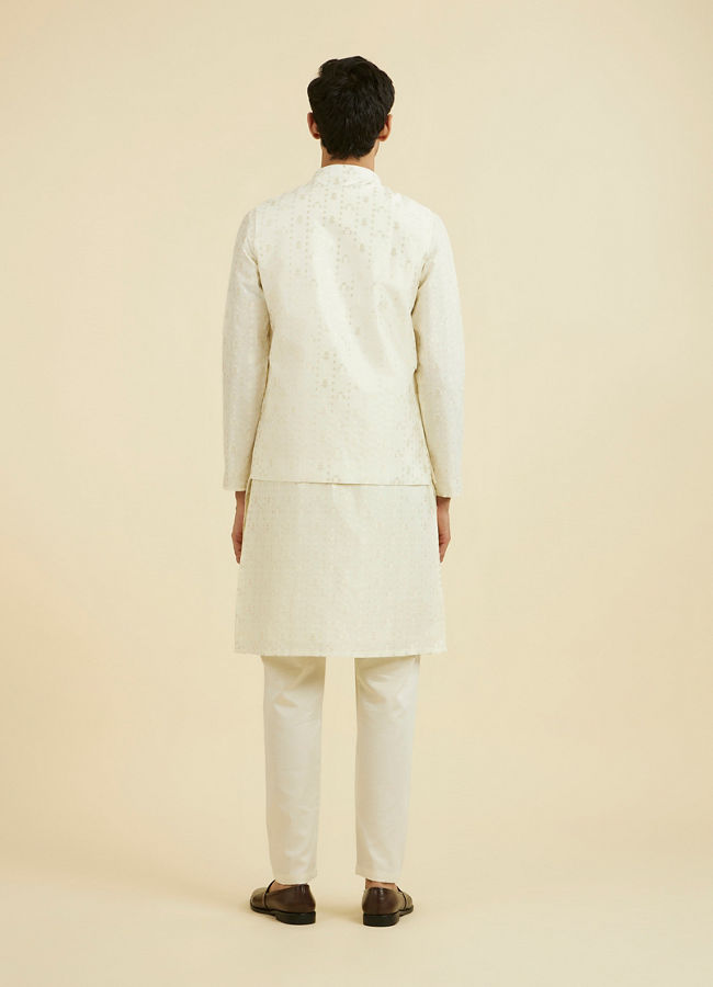 Manyavar Men Cream Brocade Nehru Jacket