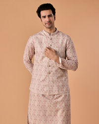 Manyavar Men Dusty Pink Elegance Nehru Jacket