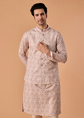 Manyavar Men Dusty Pink Elegance Nehru Jacket