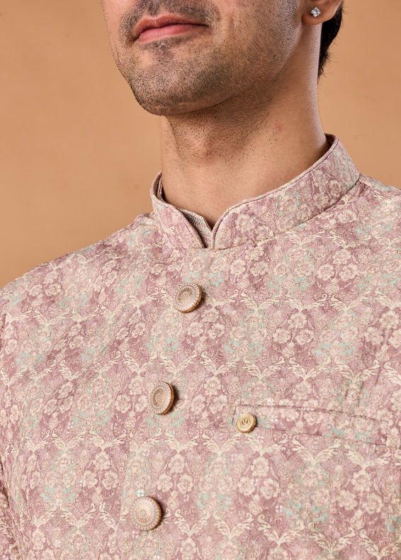 Manyavar Men Dusty Pink Elegance Nehru Jacket