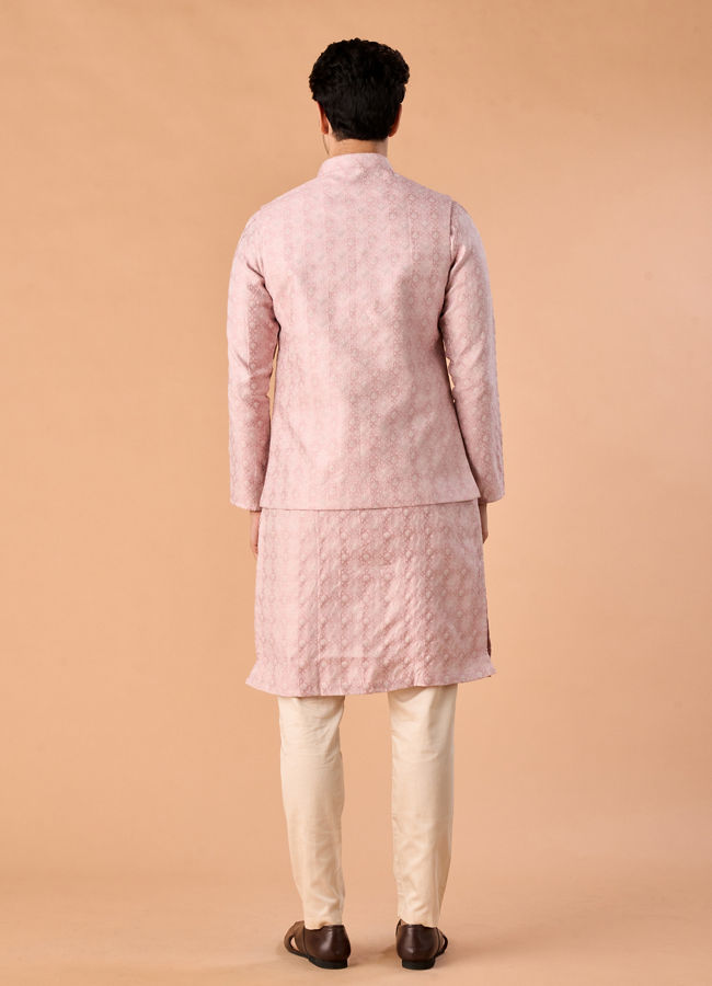 Manyavar Men Dazzling Dusty Pink Nehru Jacket