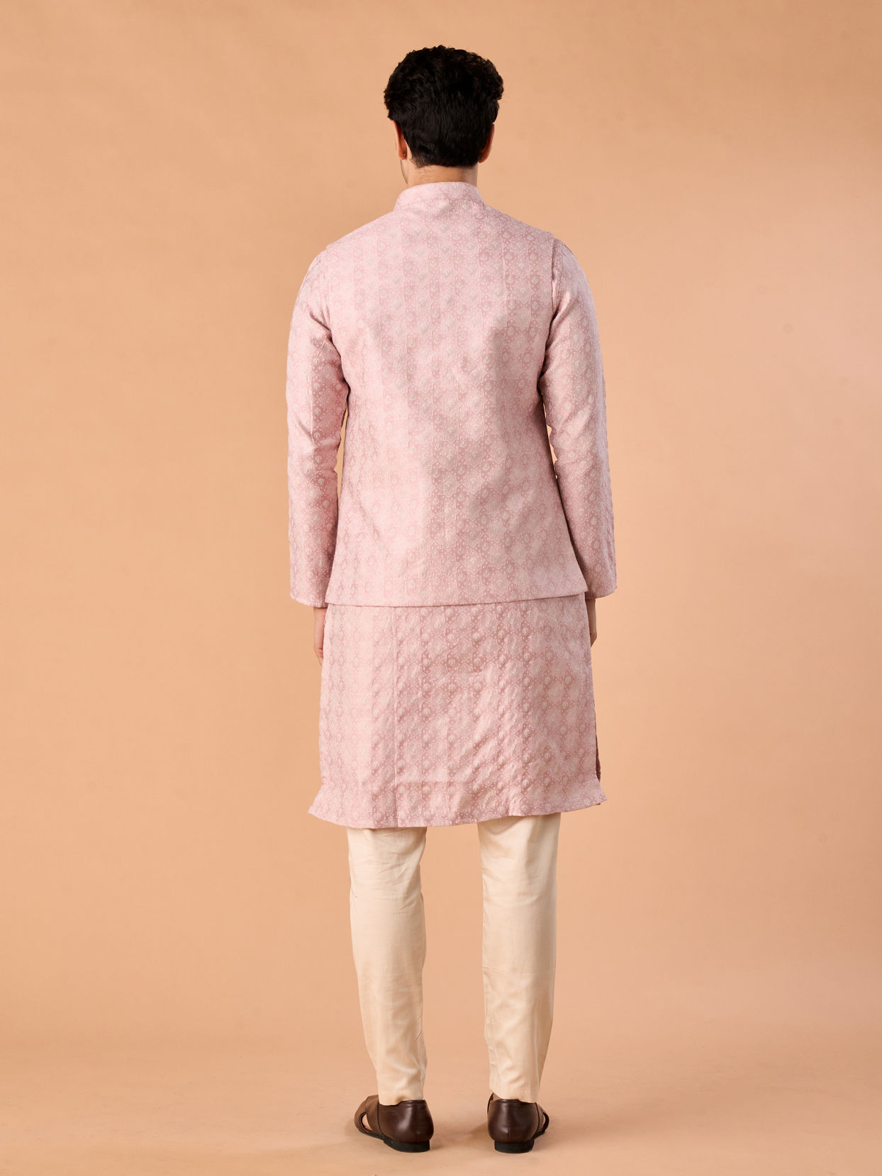 Manyavar Men Dazzling Dusty Pink Nehru Jacket