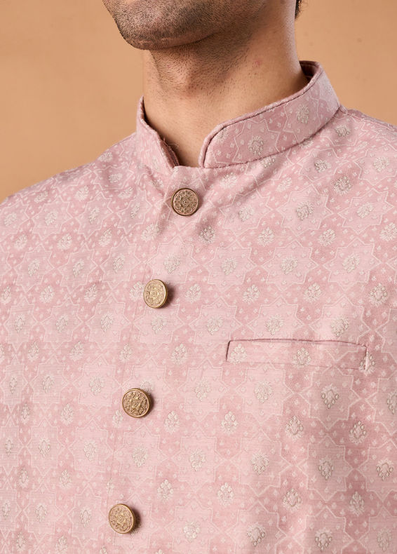 Manyavar Men Dazzling Dusty Pink Nehru Jacket