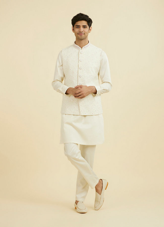 Manyavar Men Cream Elegance Nehru Jacket