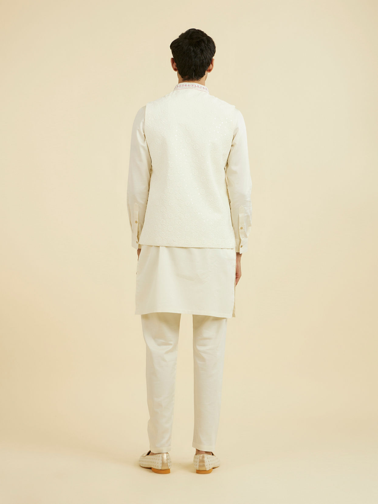 Manyavar Men Cream Elegance Nehru Jacket