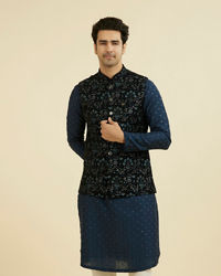 Manyavar Men Elegant Velvet Nehru Jacket