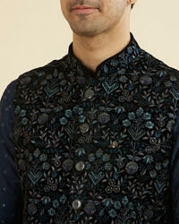 Manyavar Men Elegant Velvet Nehru Jacket