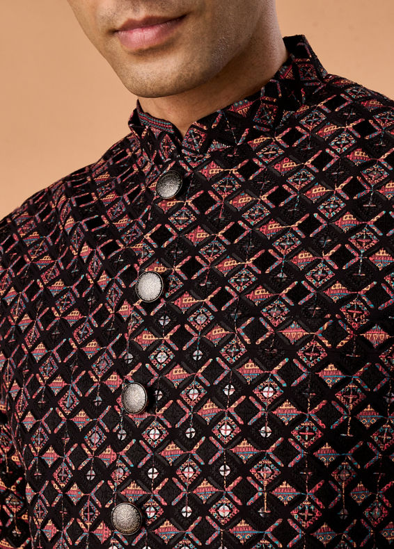 Manyavar Men Mesmerizing Black Nehru Jacket