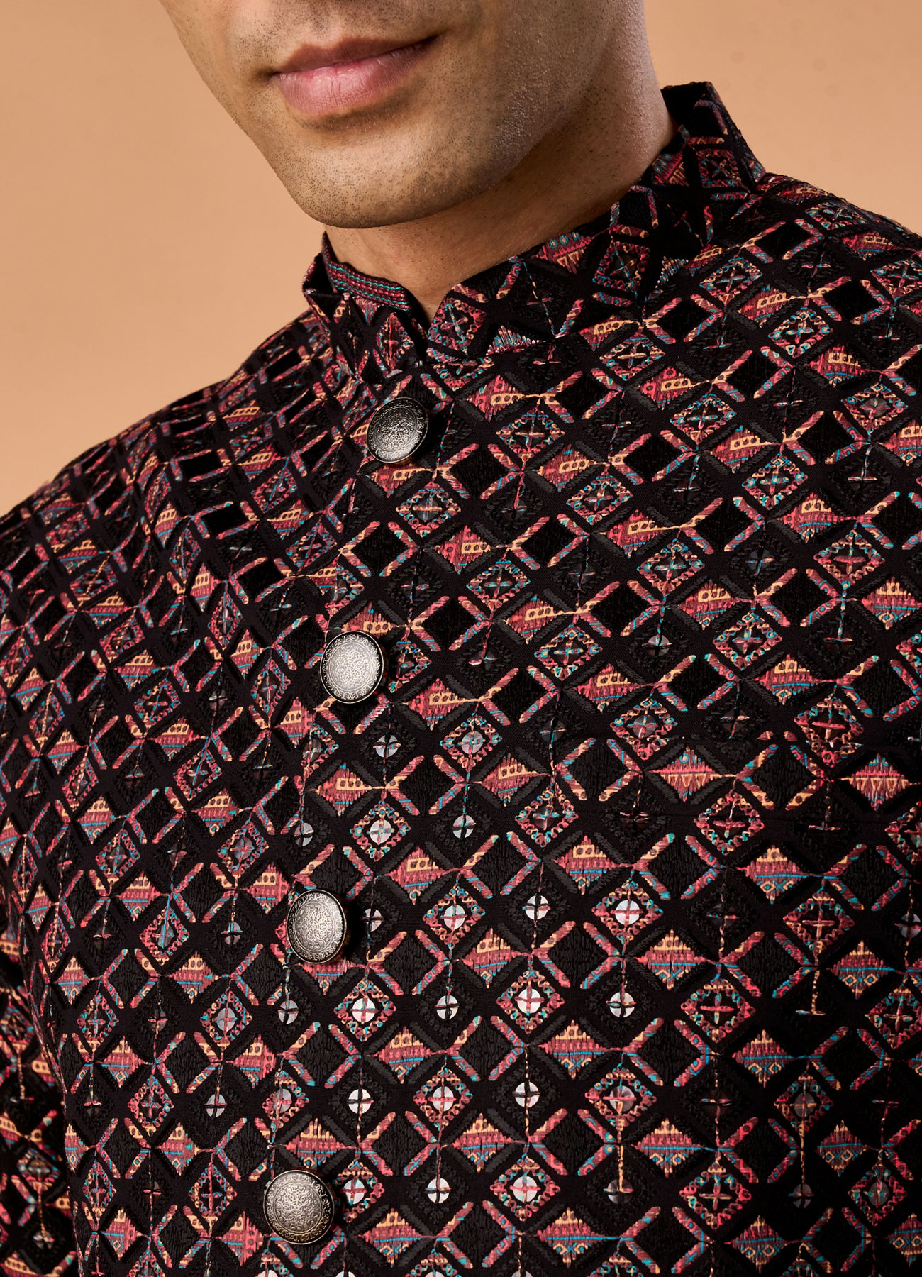 Manyavar Men Mesmerizing Black Nehru Jacket