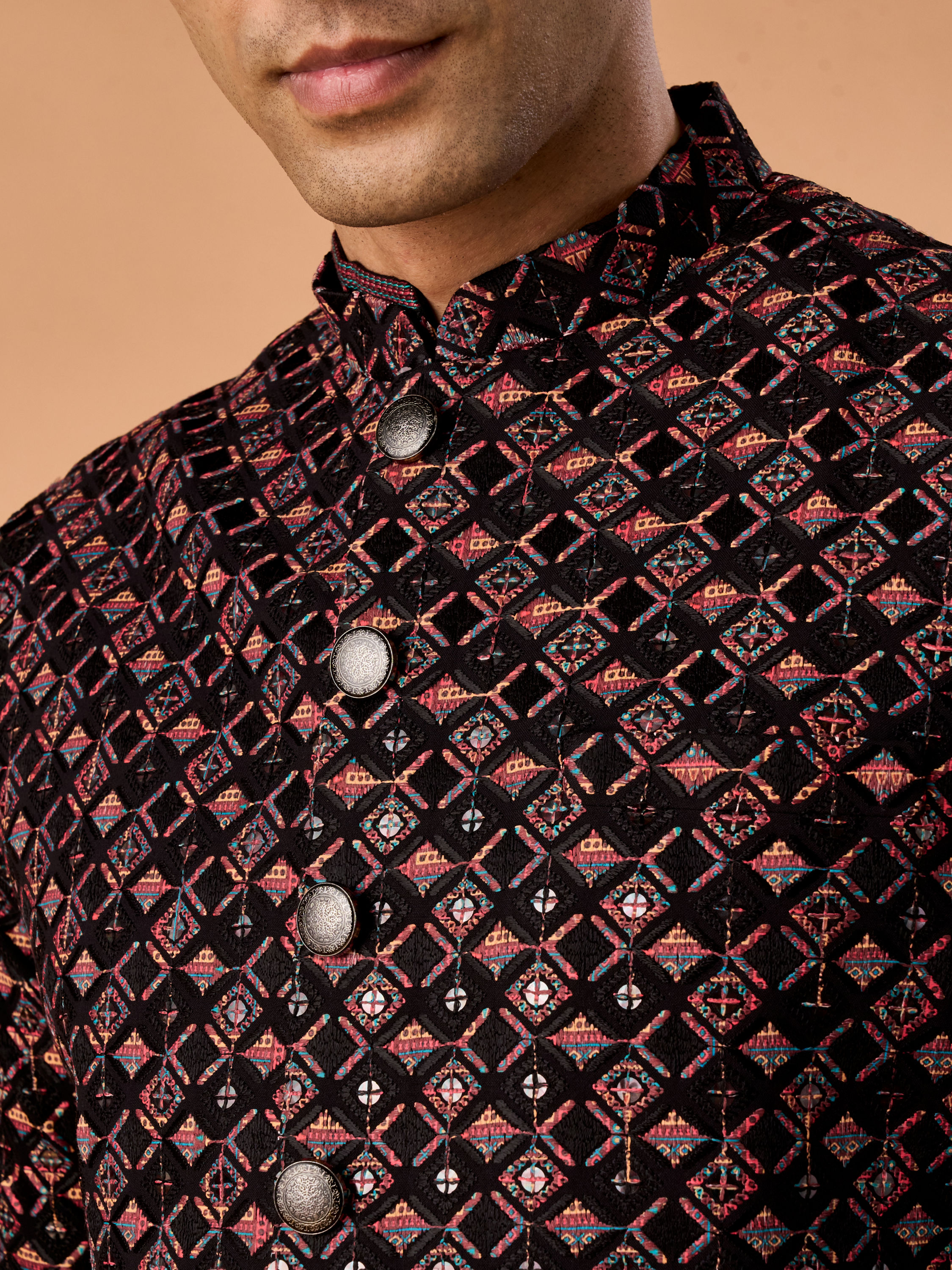 Manyavar Men Mesmerizing Black Nehru Jacket