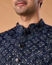 Manyavar Men Majestic Dark Blue Nehru Jacket