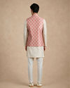 Manyavar Men Orange Silk Nehru Jacket with Self-Texture