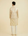 Manyavar Men Beige Brocade Nehru Jacket