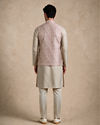 Manyavar Men Pink Brocade Nehru Jacket with Self-Texture