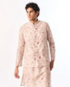 Manyavar Men Cream Art Silk Nehru Jacket with Print