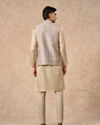 Manyavar Men Cream Brocade Nehru Jacket with Pocket Pin