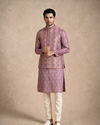 Manyavar Men Purple Brocade Nehru Jacket with Self-Texture