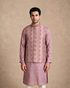 Manyavar Men Purple Brocade Nehru Jacket with Self-Texture